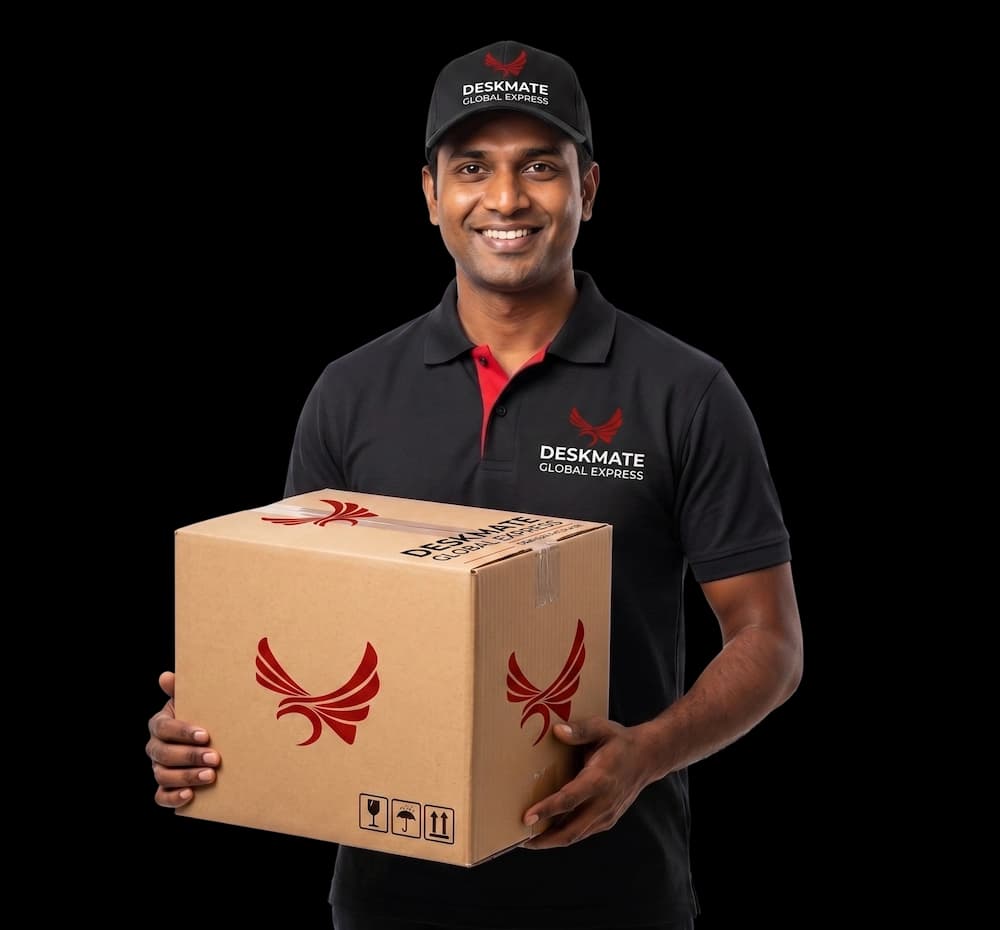 Deskmate courier ready to pick up your shipment