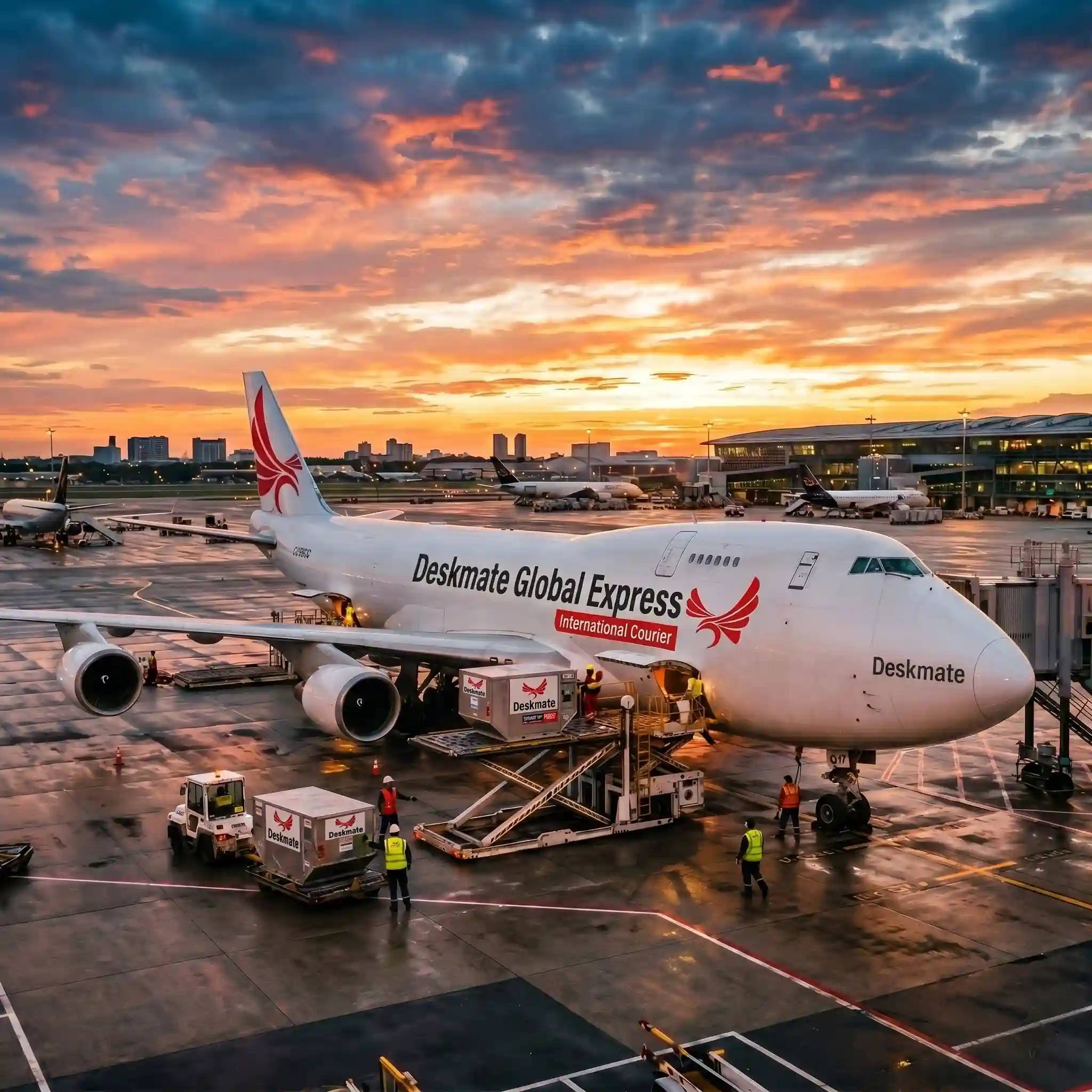 Large cargo plane on tarmac ready for international shipment